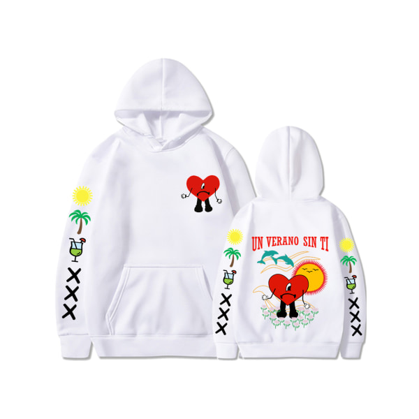 Ny album Bunny Merch Bad un verano sin ti Hoodie Coat Herre Dame - White XL