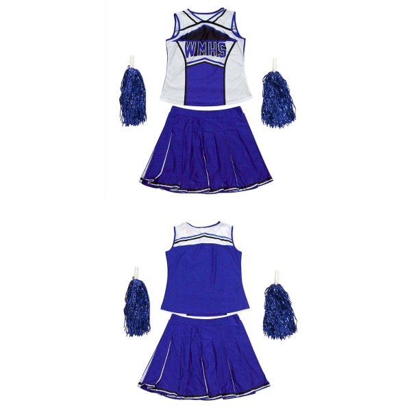 Cheerleader Costume Cheerleader Athletic Sport Uniform Fancy Dress Uniform W Blue XS