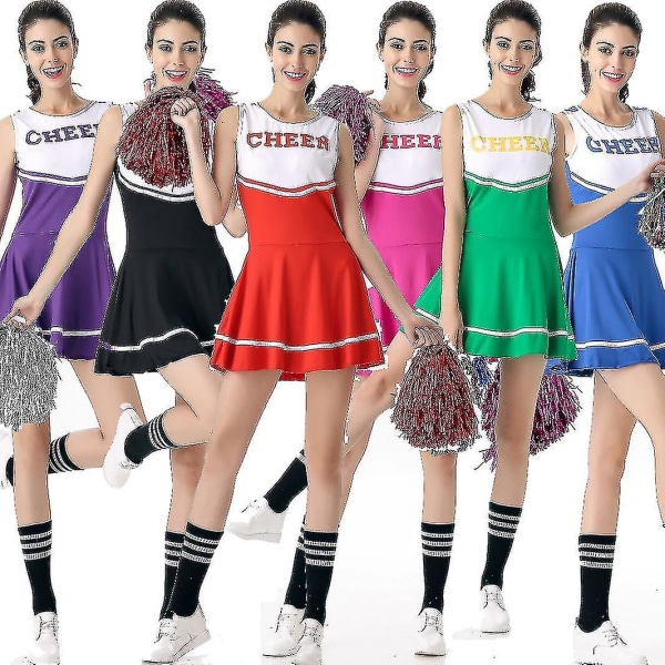 Kvinners cheerleader-kostyme Finkjole Uniform antrekk -