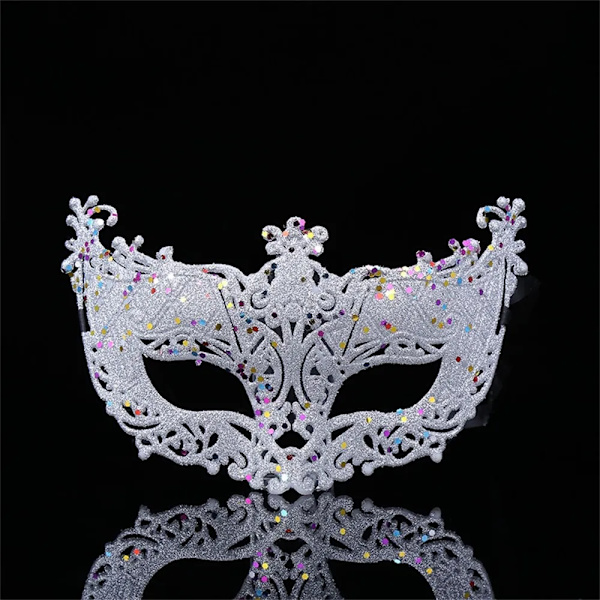 Snygg lyxig venetiansk maskeradmask för kvinnor, flickor Sexig Fox Eye-mask för utklädnad Jul Halloweenfest Silver