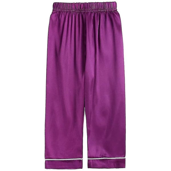 Satin Pyjamas Sæt til børn: Nattøj med knapper og shorts Purple Suit for height 130 to 140cm