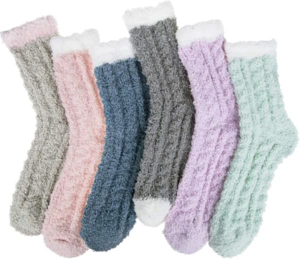 6 par damstrumpor vinter varma mjuka mysiga fluffiga mikrofiberhus sovtofflorstrumpor julklappar v