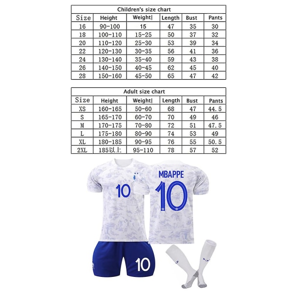 World Cup Mbappe #10 Fotbollströja Frankrike Team Tröjor 18 kids
