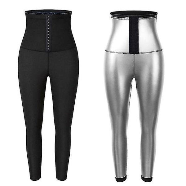 Vett Bastu Midjan tränare Body shaper Viktminskning midja byxor shaperwear T Black-Silver S