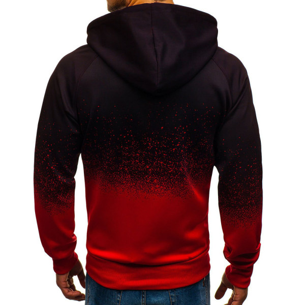 Herre langarmet jakke med glidelås Hoodie Skjorte Topper k Red 2XL