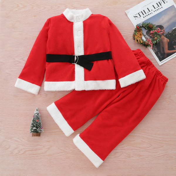 Lasten jouluasu Joulupukin Cosplay kaksiosainen puku punainen - 120cm