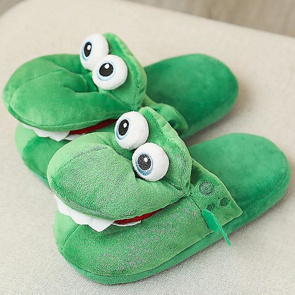 Kvinnor Krokodil Plysch Tofflor Vinter inomhus Tofflor Animetofflor med öppen mun W 38-39