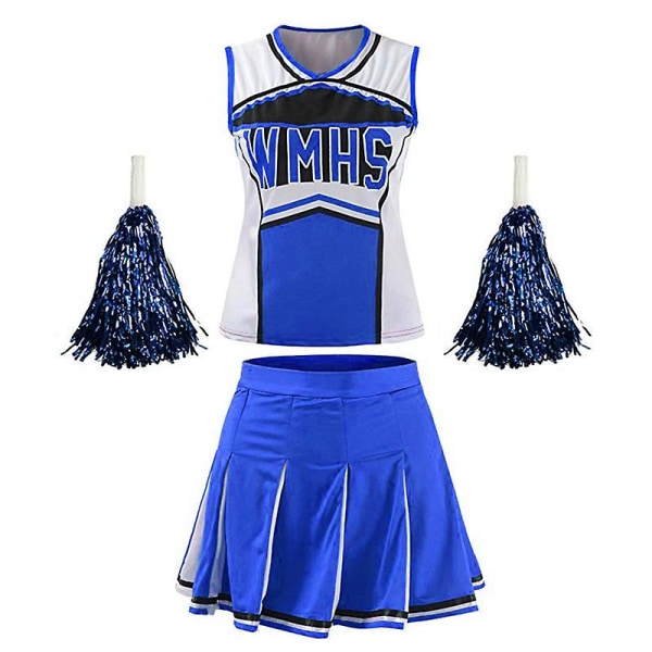 Cheerleader Costume Cheerleader Athletic Sport Uniform Fancy Dress Uniform W Blue XXL