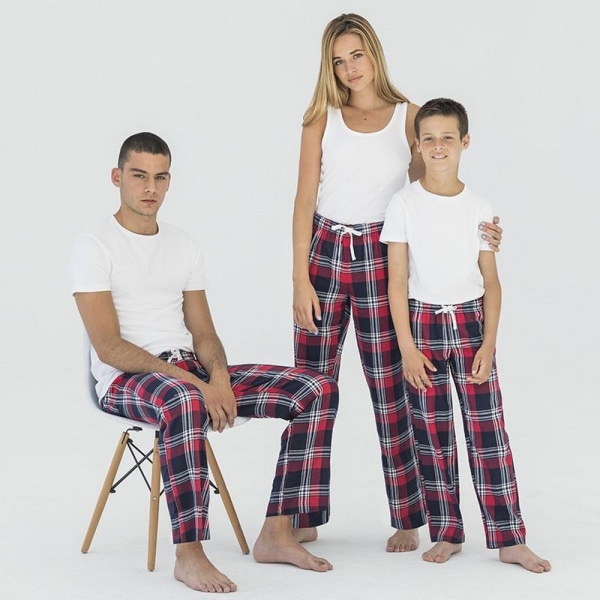 SF Minni Barn/Barn Tartan Loungebyxor 5-6 år Röd/Navy Red/Navy Check 5-6 Years