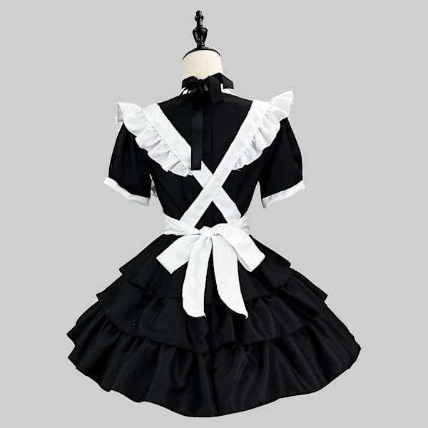 Nya kvinnor Plus Size Supersöt stor rosett Rosa Blå olita Cosplay Custom Klänning Black L