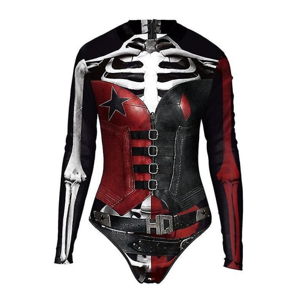 Harley Quinn Cosplay Skull Print Lady One Piece Badedragt W S-M