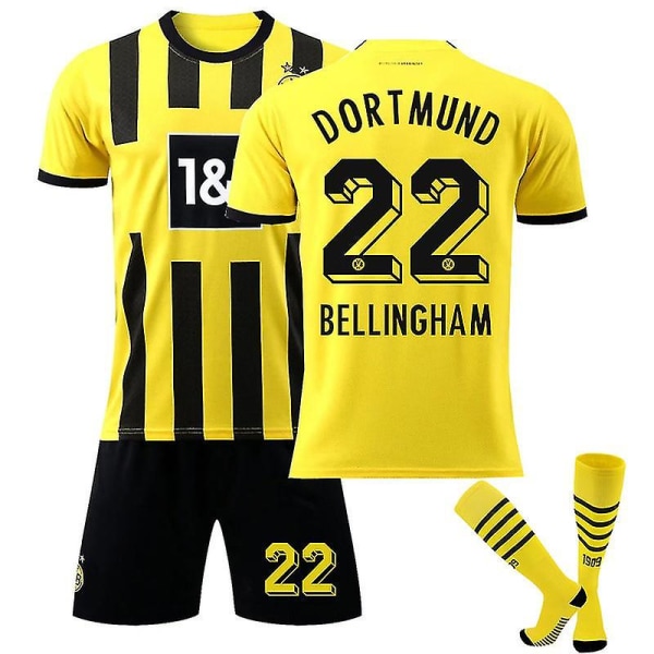 2022-2023 Borussia Dortmund-trøye fotballdrakt for menn fotballdrakt sett W BELLINGHAM 22 Kids 18(100-110)