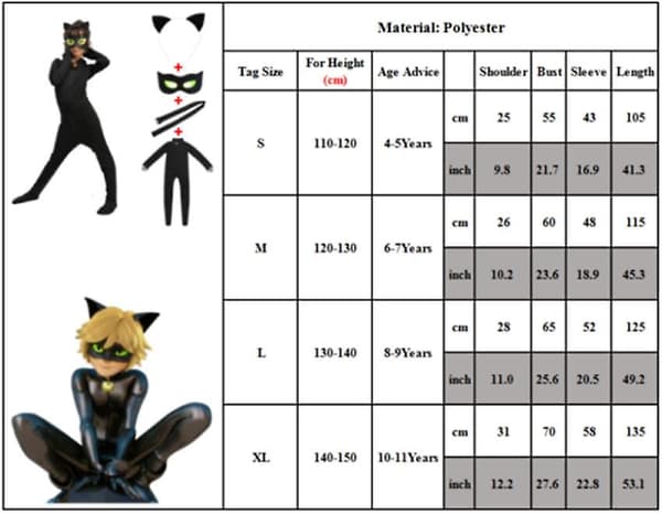 Cosplay Cat Noir Barn Bodysuit Black Cat Halloween Set W M