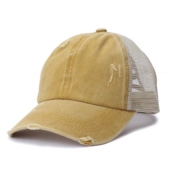 Cap Dirty Bull Hat til kvinder vasket bomuld Snapback Caps Criss Cross Hestehale Cap W Yellow