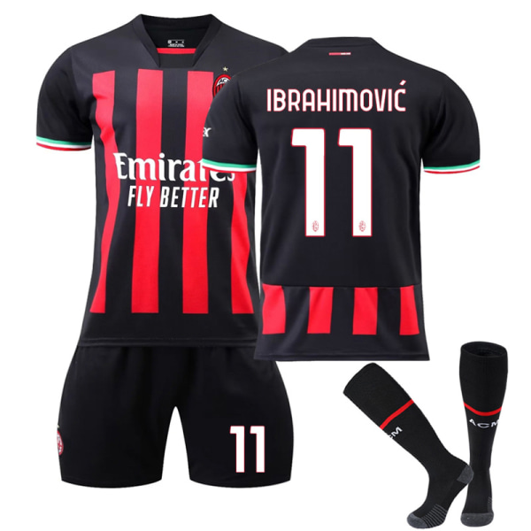 2022-2023 AC Milan Hjemme fotballdrakter for barn nr. 11 Ibrahimovic T 8-9years