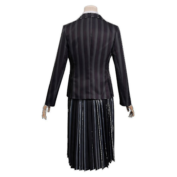 Onsdag Adams Cosplay Anime Kostume Pige 2023 Skoleuniform Kostume Halloween Karneval Fest Udkædning Karakter W Black 7T-130cm