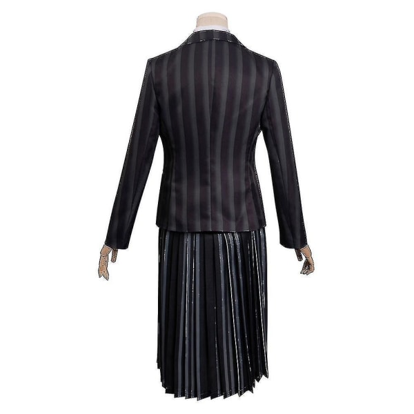 Onsdag Adams Cosplay Anime Kostume Pige 2023 Skoleuniform Kostume Halloween Karneval Fest Udkædning Karakter W Black 8T-140cm