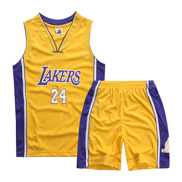 Kobe Bryant No.24 Baskettröja Set Lakers Uniform för barn tonåringar W - Yellow M (130-140CM)