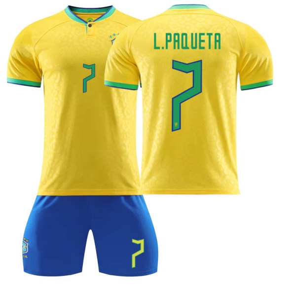 22 Brasilien tröja hemma NR. 7 Paqueta tröja #28