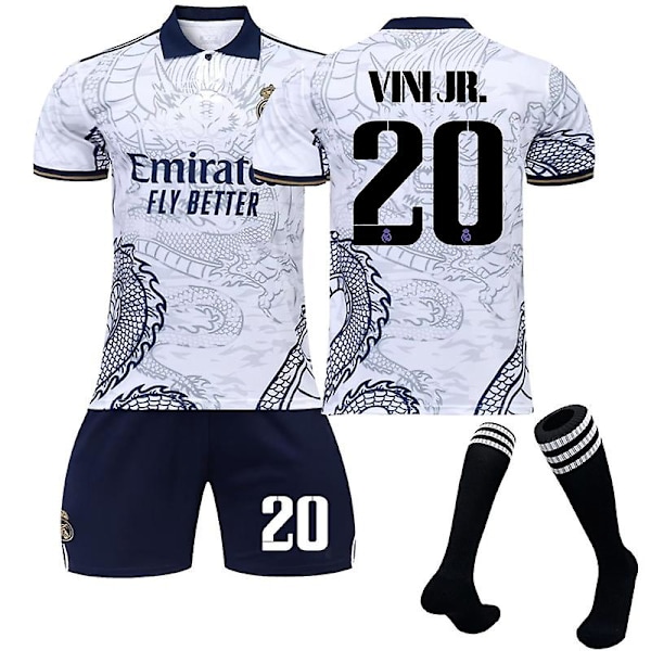 22-23 Real Madrid Dragon Pattern Fotbollströja No.20 Vini Jr Kids 24(130-140CM)