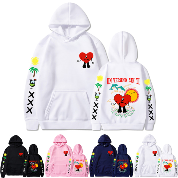 Nyt album Bunny Merch Bad un verano sin ti Hoodie Coat Herre Dame - White S