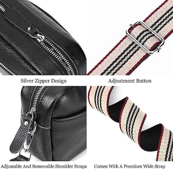 Crossbody-taske til kvinder, lille ægte læder sort