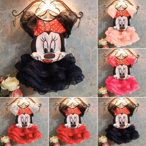 Girls Minnie Mouse T-shirt top + Tutu skirt dress Party Set - black 12-18 Months