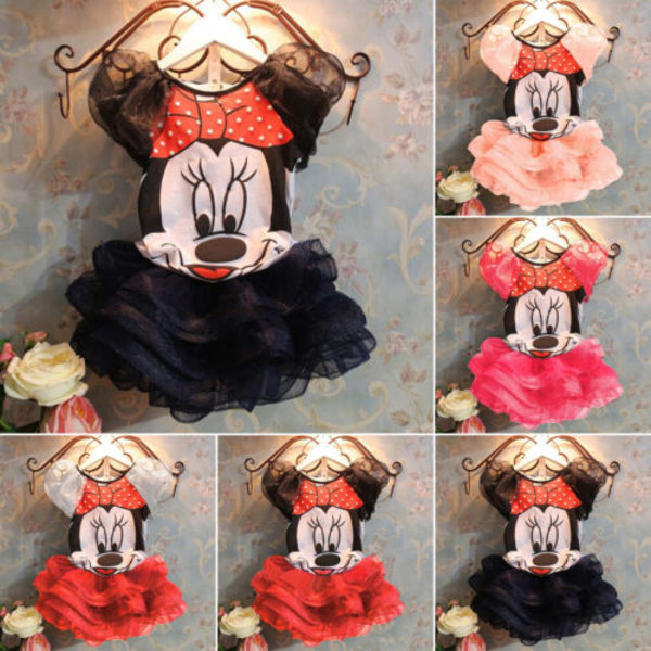 Jenter Minnie Mouse T-skjorte topp + Tutu skjørt kjole Festsett - black 9-12 Months