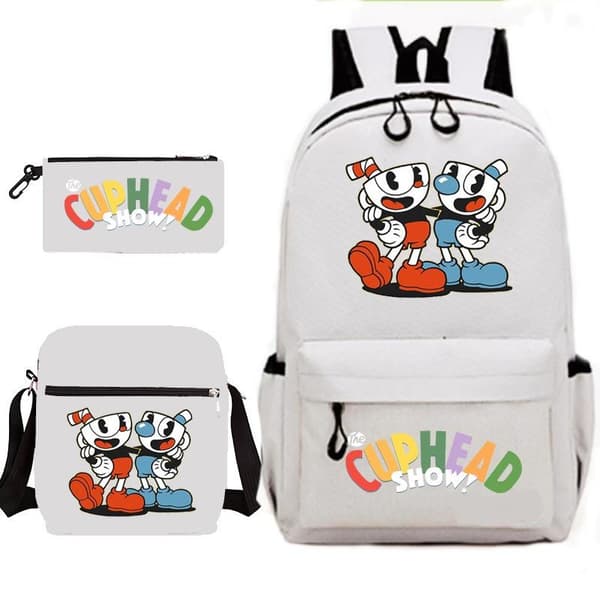 Cuphead ryggsäck pennskrin axelväska pack (3st) yz beige 2