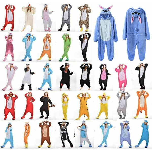 Animal Pyjamas Kigurumi Nightwear Costumes Adult Jumpsuit Outfit yz #2 Pink Pig kids S(4-5Y)