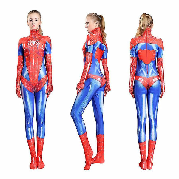 Kvinner Spiderman Superhelt Sexy Jumpsuit Kostyme Jente Cosplay Antrekk Red 2XL