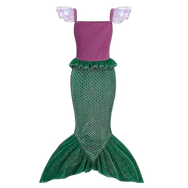 Girls Mermaid Princess Dress Ariel Cosplay Kostym Barn Halloween Carnival Party Kostym Without wig 4-5T