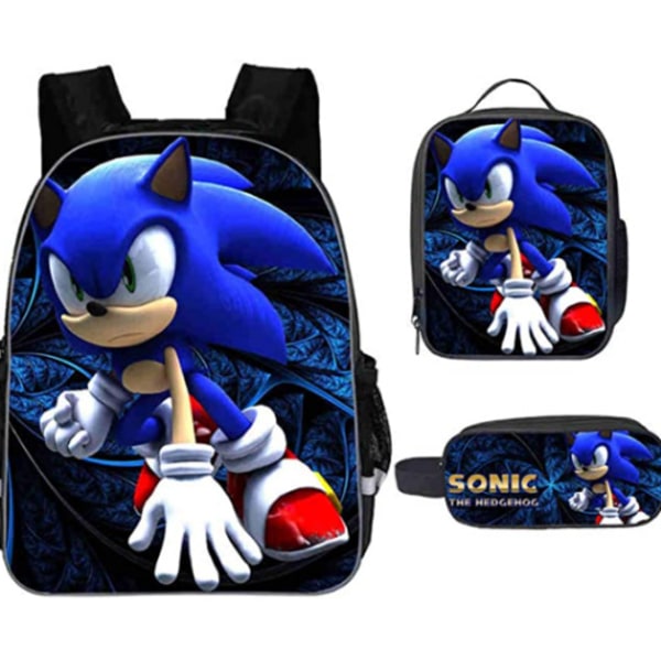 Ny Sonic barneskoleveske animert 3d-trykt ryggsekk Sonic barnes ryggsekk i tre sett Y #3