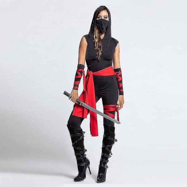 Seje Ninja-kostumer Japan Samurai Cosplay Anime Halloween-kostumer til kvinder Voksen Warrior One-piece Jumpsuits Karnevalskjole H XL
