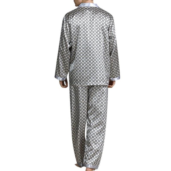 Pyjamassett for menn T-skjorte Lounge Underdeler Bukser Natttøy Suit Pjs Silver XL