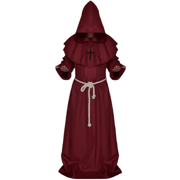 Fest Anime Cosplay Kostymer Spis middelalderske munkeklær lange Red S