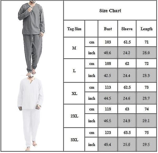 1 set Herr lösa nattkläder Pyjamas sovkläder Långärmade toppar och byxor C XL