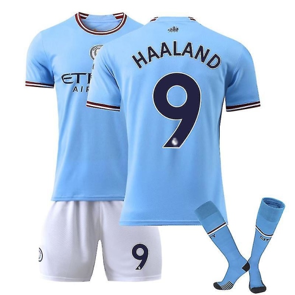 22-23 Ny säsong Manchester City nr 9 Haaland Jersey Dräkt W / H 20(110-120CM)