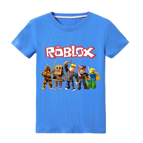 Kids Pojkar Roblox Print T-shirt Kortärmad Top Sommar Crew Neck Tee kläder Blue 5-6 Years