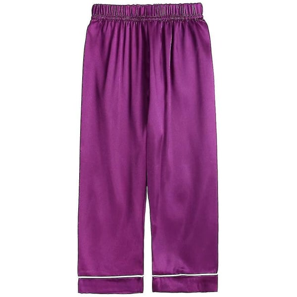 Satin Pyjamas Set för barn: Sovkläder med knappar och shorts Purple Suit for height 70 to 80cm