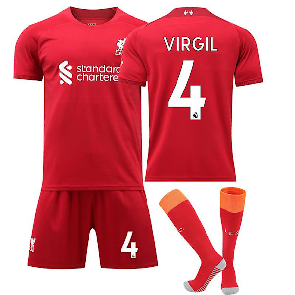 22/23 Liverpool Hjem Salah Mane Fodboldtrøje Træningstøj - VIRGIL NO.4 L