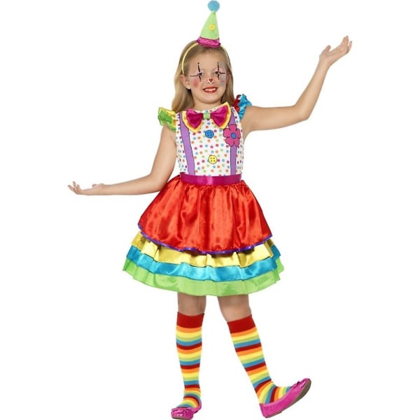 Deluxe clown flickedräkt, liten ålder 4-6 Mlticolored S