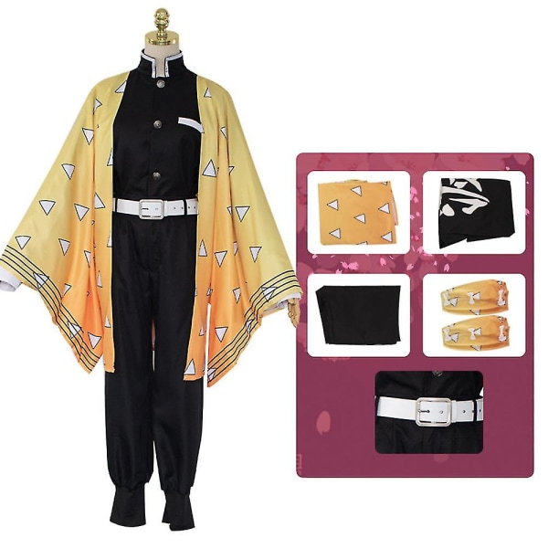 Demon Slayer Anime Cosplay Kostyme Outfit Set Kamado Nezuko 9-10 År Agatsuma Zenitsu 7-8 Years