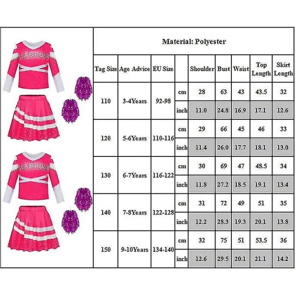 3-10 år Barn Flickor Zombies 3 Cheerleader Outfit Cosplay Outfits Set Z W 9-10 Years