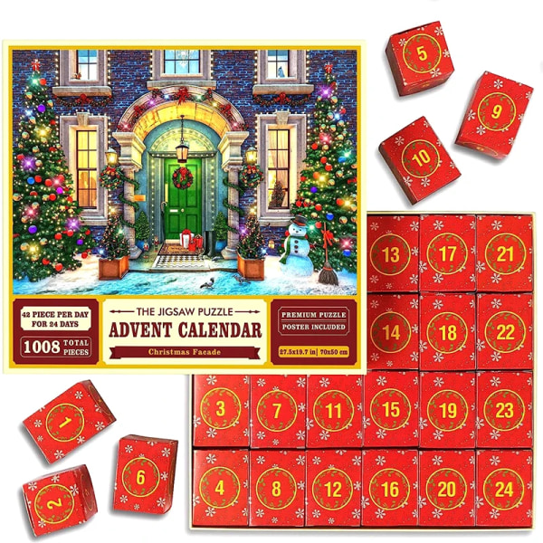 Adventskalender 2023 Julpussel 24 delar 1008 pusselbitar Nedräkning till julklappar till barn T