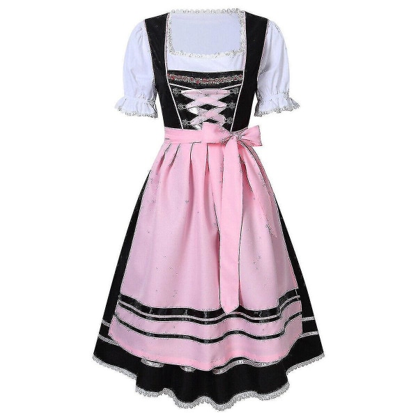 Dirndl-mekko saksalainen Oktoberfest baijerilainen olut Wench-asu Maid-festivaali Pink 2XL