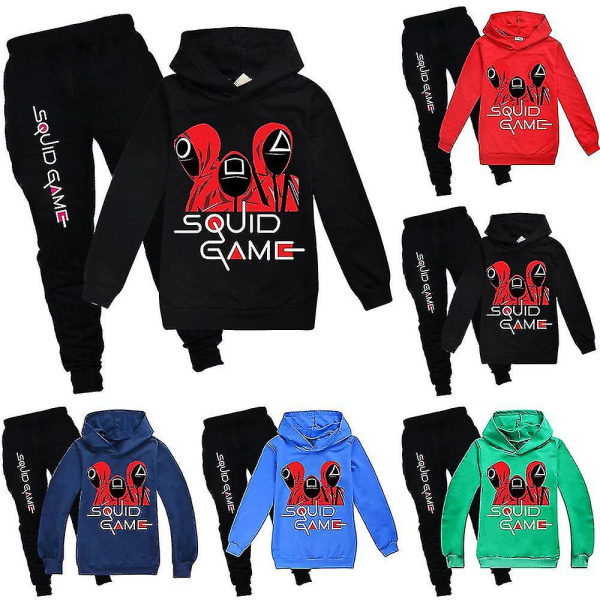 Squid Game Kids Unisex Huvtröja Toppar + Byxor Set W Black 5-6Years