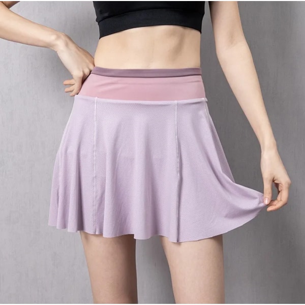 Cloud Hide XS Dam Tenniskjolar Löpning Golf Badminton Byxkjol Sport Gym Fitness Shorts Telefonficka Hög midja Sport Skort PinkPurple M