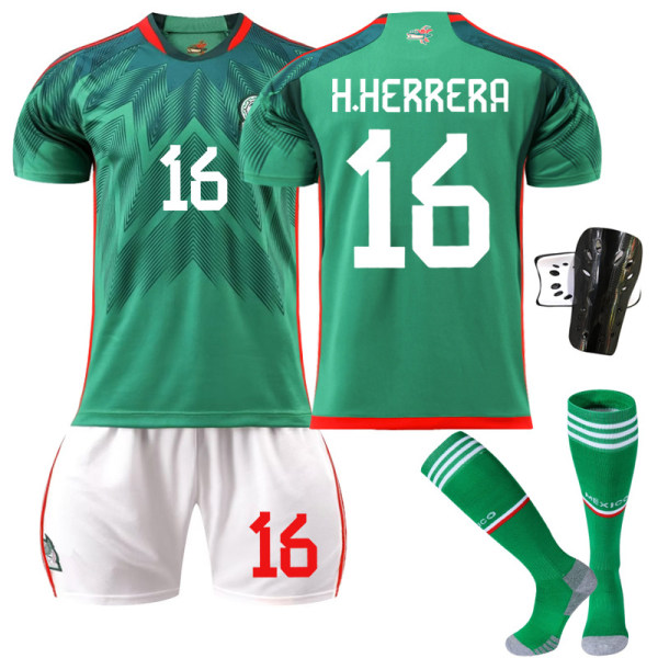 2223 Mexico fotballdrakt barnefotballdrakt H.Herrera nummer 16 med sokker beskyttelsesutstyr - 20