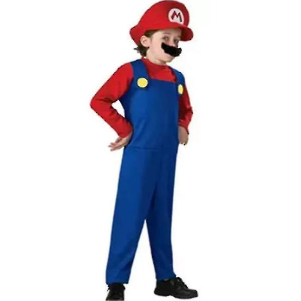 Barn Super Mario Gutter Jenter Cosplay Kostyme Fancy Dress Festantrekk Red Boys 7-8 Years